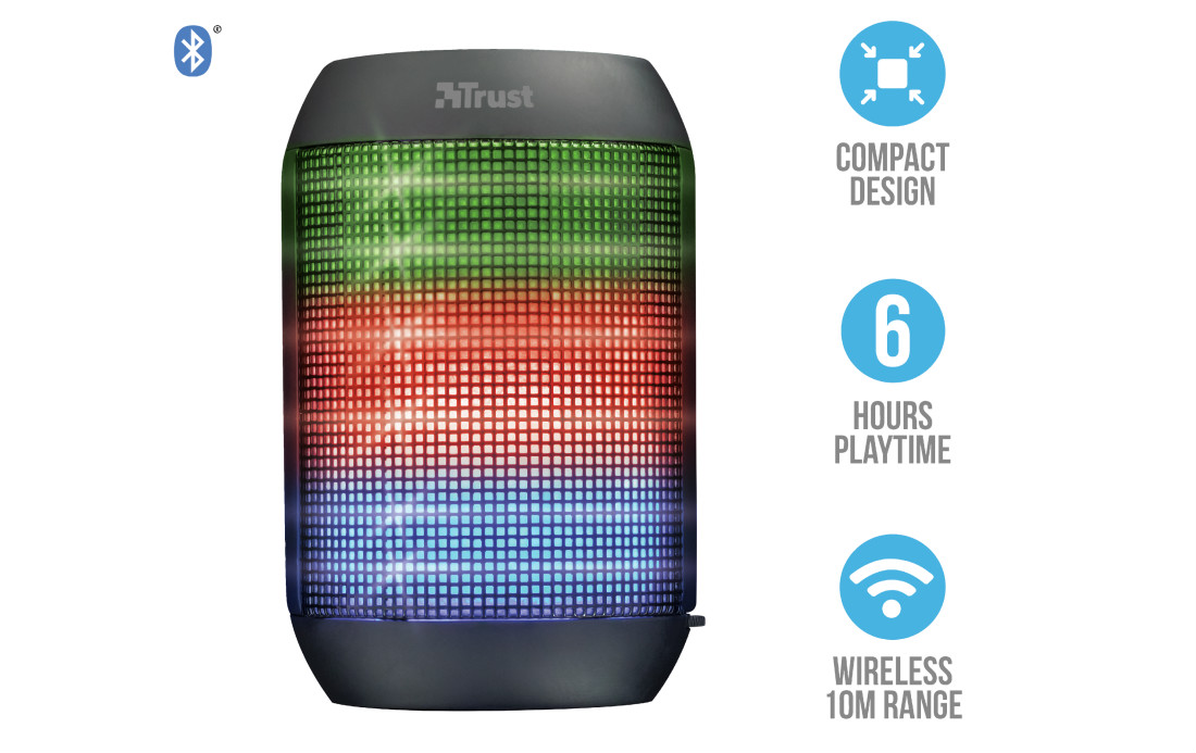 TRUST Ziva Wireless Bluetooth Speaker with party lights (21967), černý